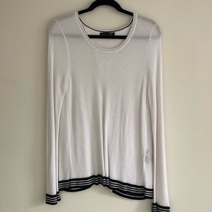 Rag & Bone mesh white shirt with black stripe trim